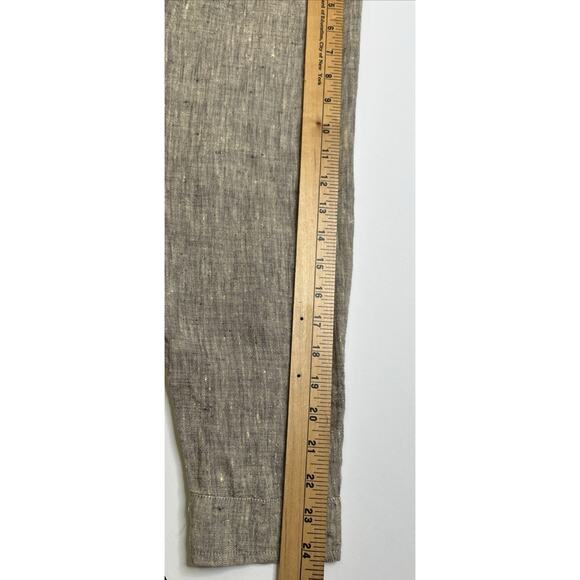 FLAX 100% Linen Zip Front Lightweight Jacket Womens L Lagenlook Gray & Cream - Picture 7 of 8